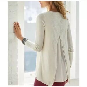 SOFT SURROUNDINGS Sz L Sirena Sweater Tunic Wool Alpaca Blend Godet Back Ivory